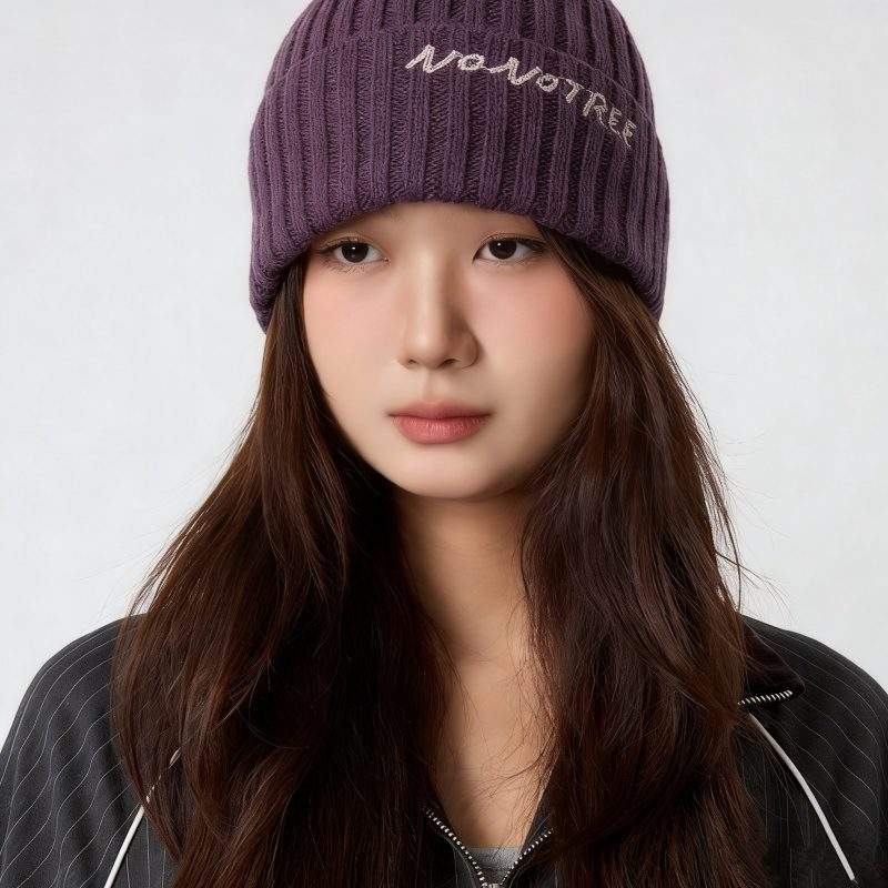 Women’s Letter Knit Beanie – Solid Color Warm Winter Hat - Image 2