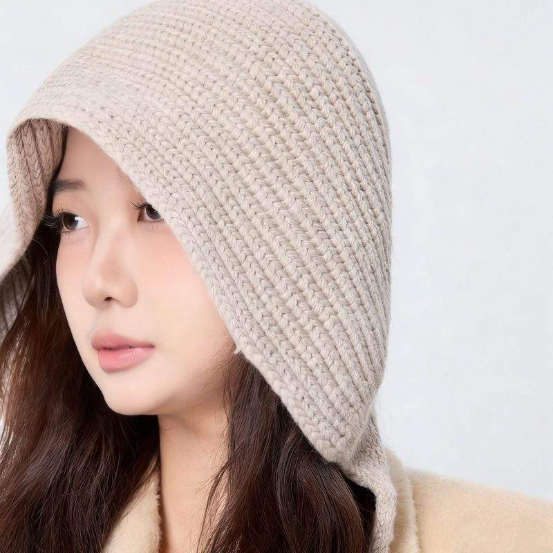 Solid Color Knit Beanie with Tassel & Drawstring – Rolled Edge Winter Hat - Image 2