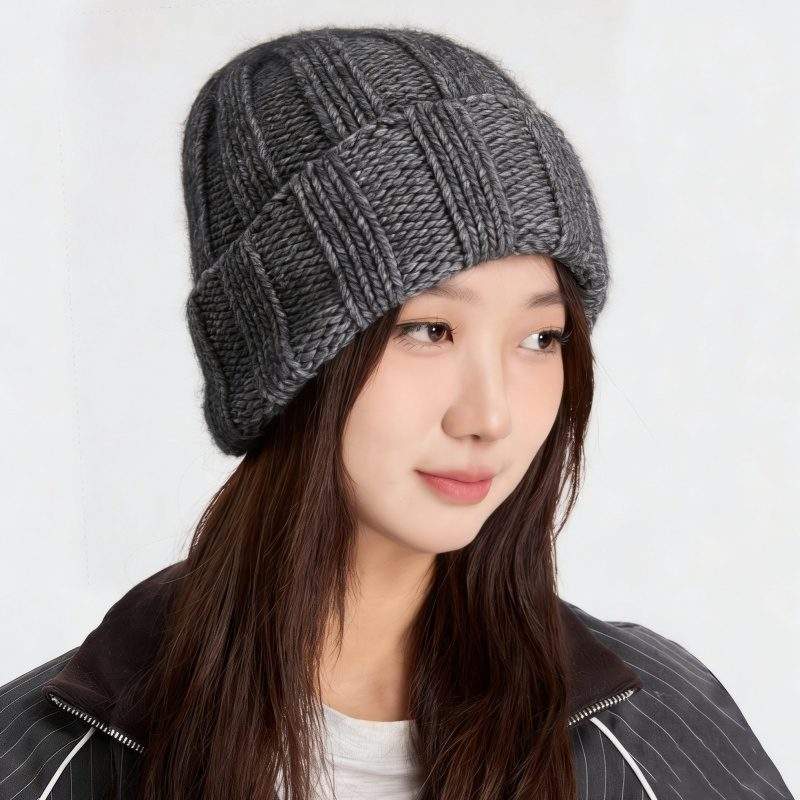 Thick Wool Ribbed Knit Beanie – Warm Winter Hat