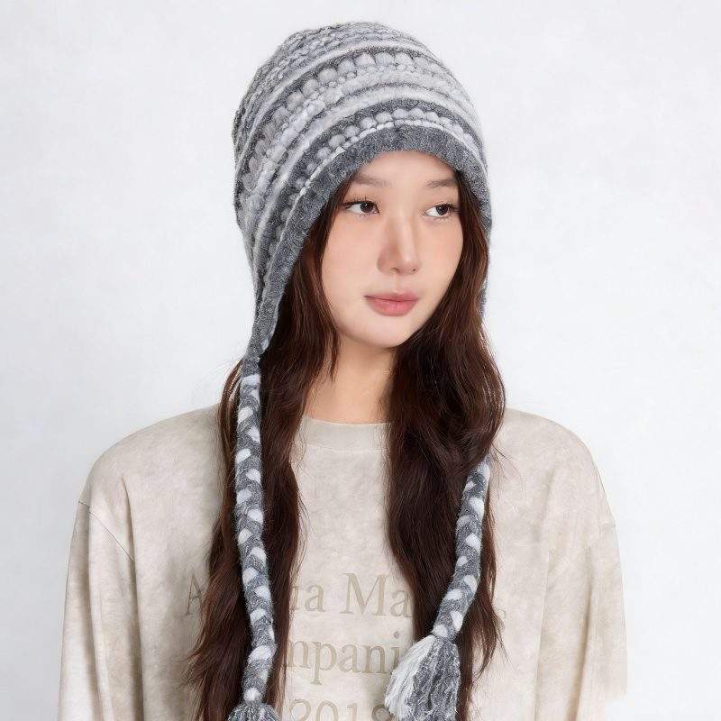 Vintage Knit Tie Wool Beanie – Warm Fall Winter Hat - Image 4