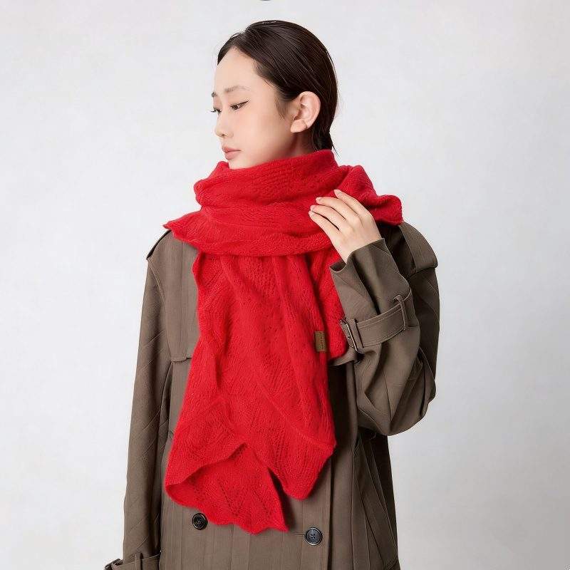 Cashmere Knit Openwork Shawl for Women | Lightweight Layering Scarf