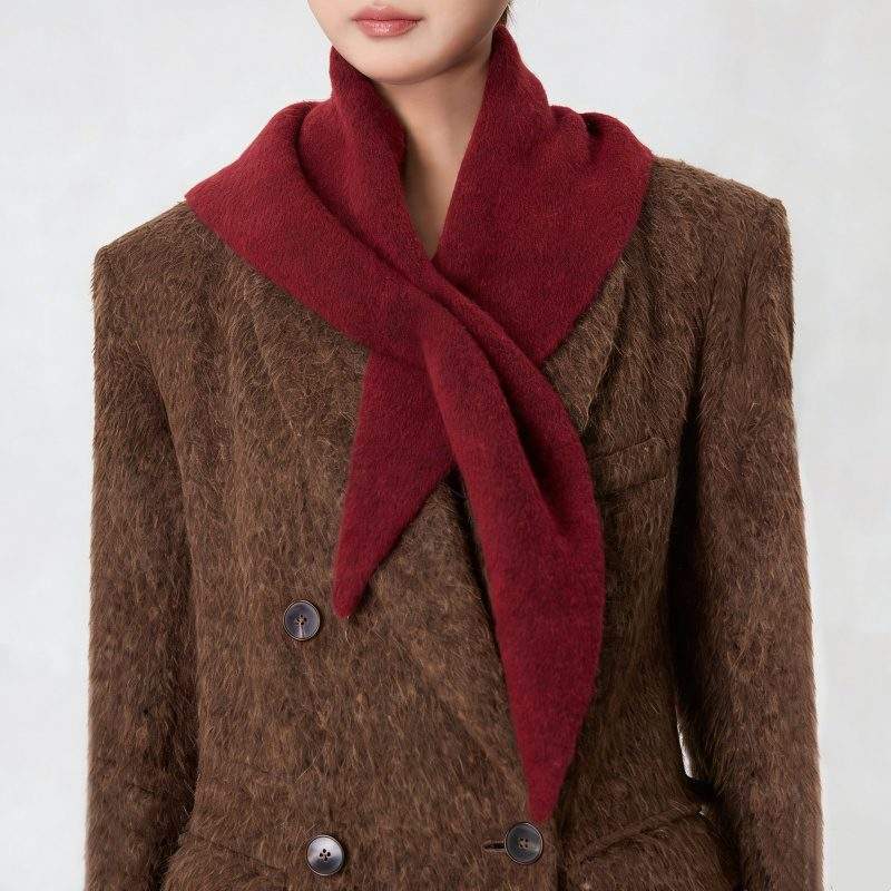 Women’s Wool Knit Triangle Scarf Shawl – Thick & Warm for Fall Winter - Image 3