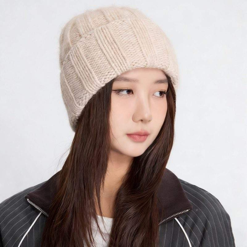 Thick Wool Ribbed Knit Beanie – Warm Winter Hat - Image 3