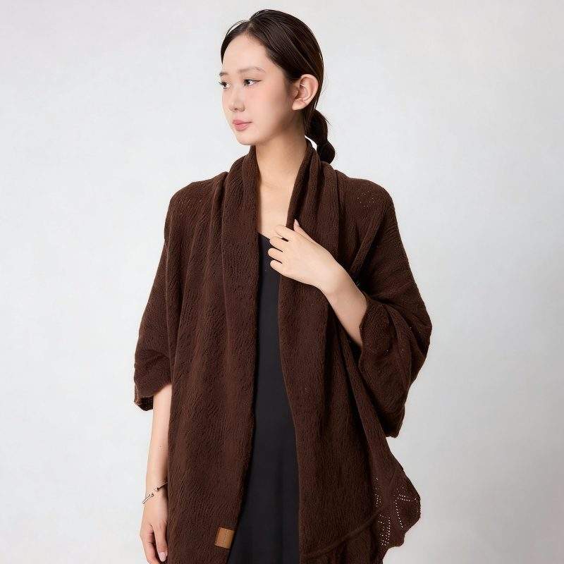 Cashmere Knit Openwork Shawl for Women | Lightweight Layering Scarf - Image 2