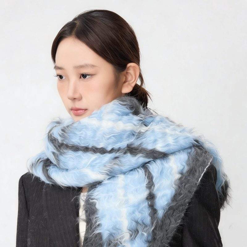 Cotton Wool Plaid Shawl Scarf – Warm Fall Winter Wrap - Image 2