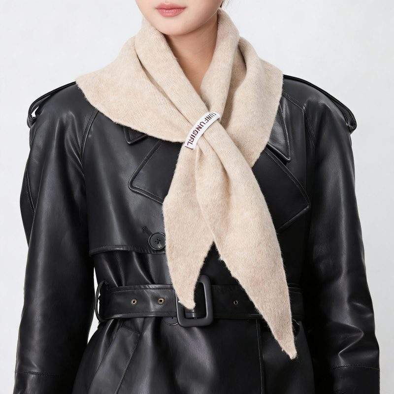 Women’s Wool Knit Triangle Scarf Shawl – Thick & Warm for Fall Winter