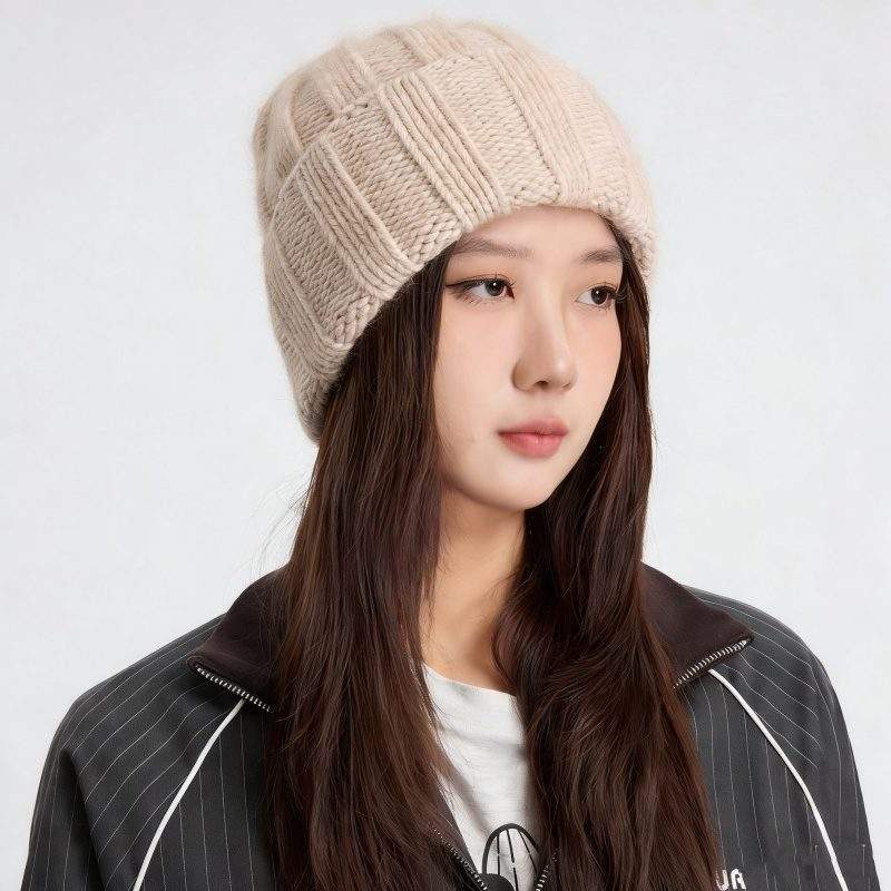 Thick Wool Ribbed Knit Beanie – Warm Winter Hat - Image 2