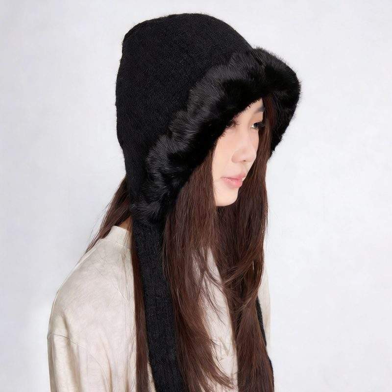 Women’s Wool Knit Beanie Hat Windproof Tie Strap Solid Color for Fall Winter - Image 2