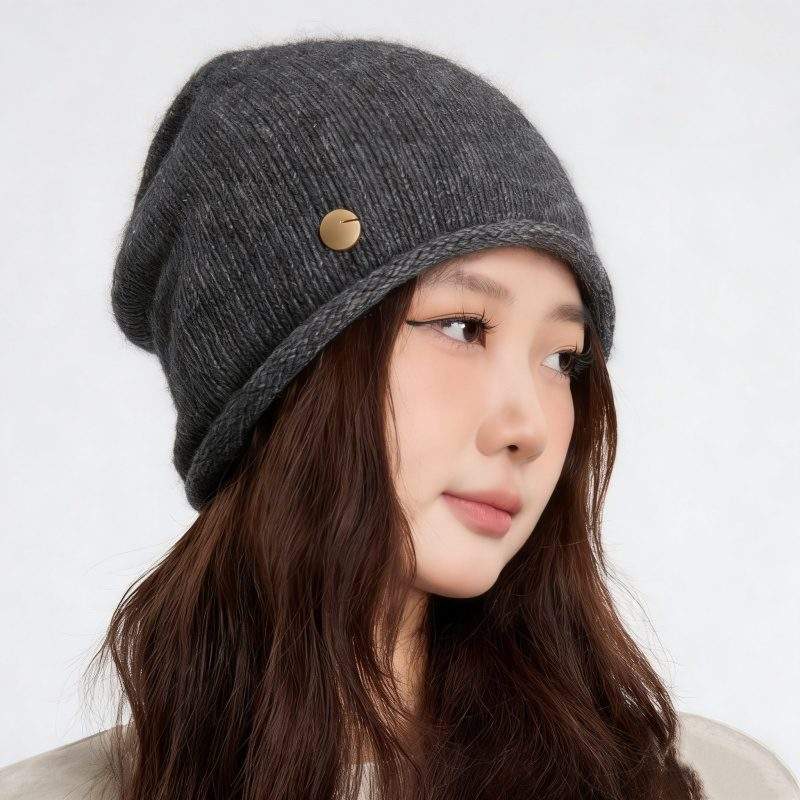 Fall Winter Wool Knit Beanie Hat Warm Ear Flap Cuffed Style - Image 4