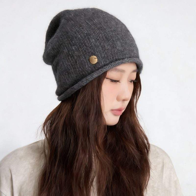 Fall Winter Wool Knit Beanie Hat Warm Ear Flap Cuffed Style - Image 2