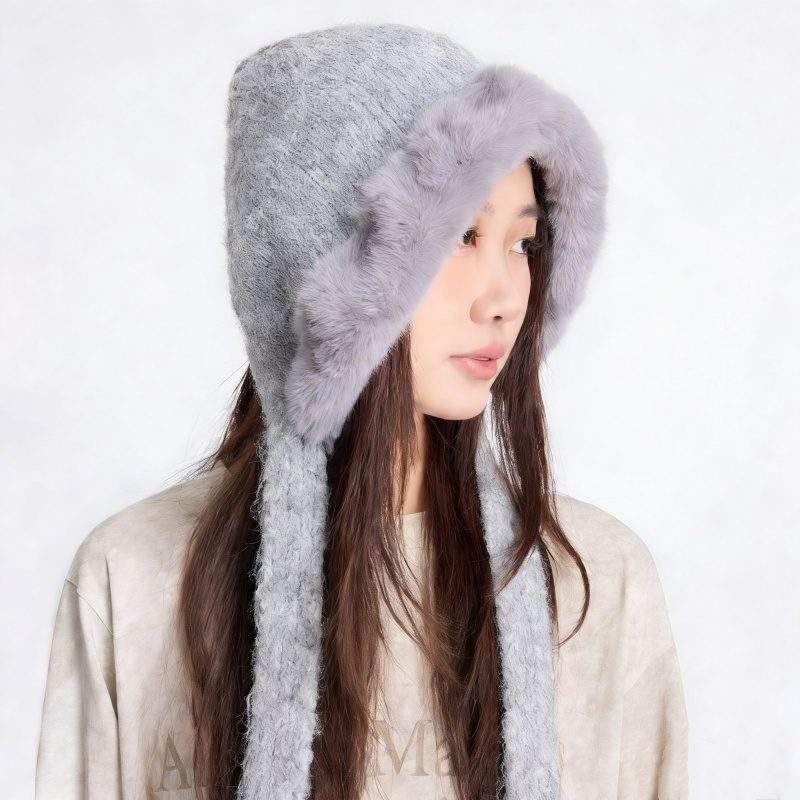 Women’s Wool Knit Beanie Hat Windproof Tie Strap Solid Color for Fall Winter - Image 4