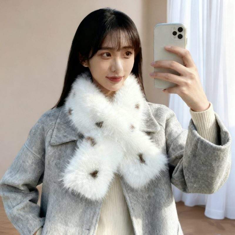 Leopard Print Plush Scarf | Soft Warm Winter Fashion Neck Warmer for Women - Image 4