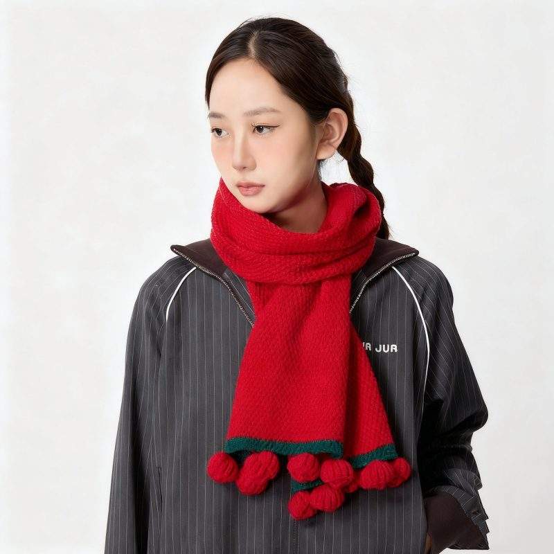 Handmade Rose Knit Warm Scarf for Women | Soft Thick Autumn Winter Neck Warmer