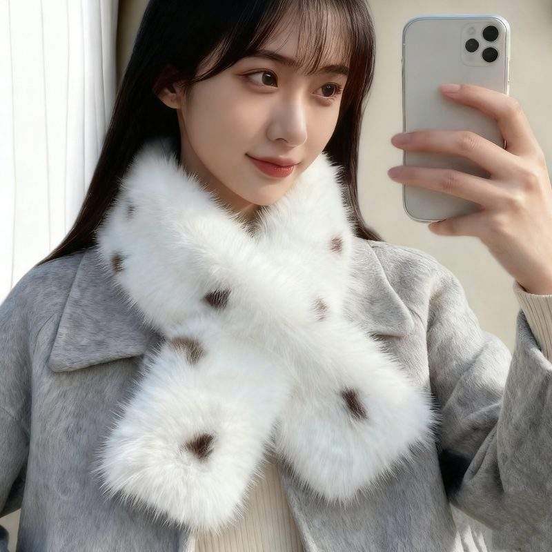 Leopard Print Plush Scarf | Soft Warm Winter Fashion Neck Warmer for Women - Image 3