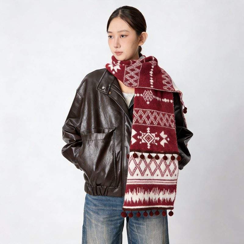 Women’s Double-Sided Knitted Scarf Warm Thick Fashion Neck Scarf - Image 4