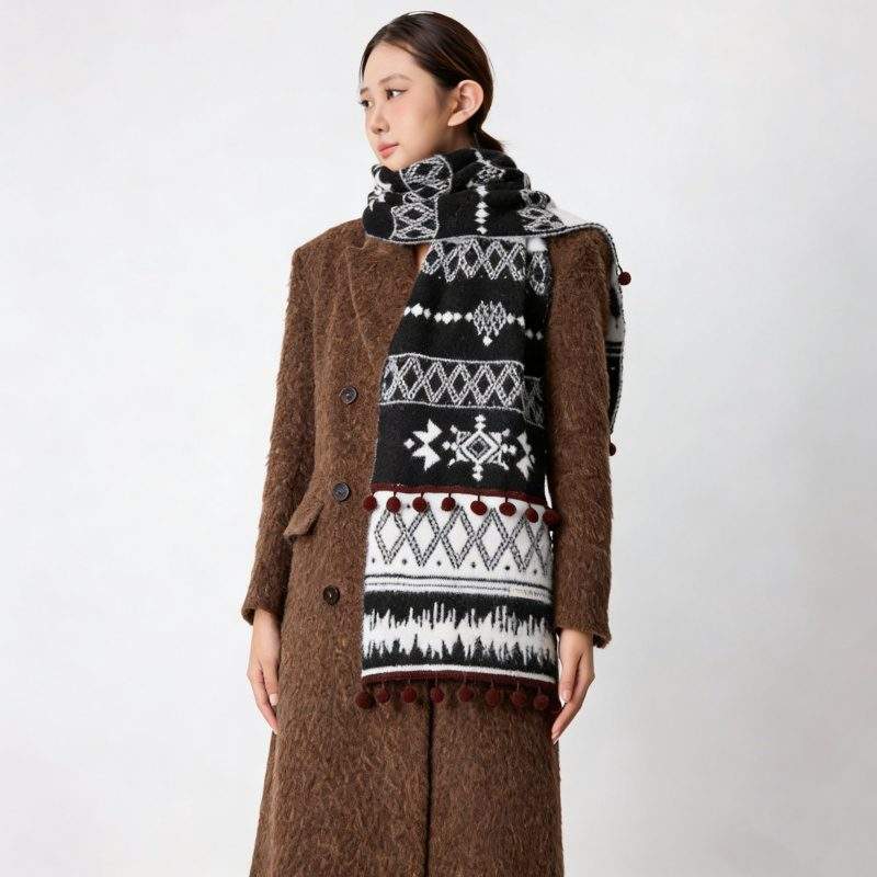 Women’s Double-Sided Knitted Scarf Warm Thick Fashion Neck Scarf - Image 3