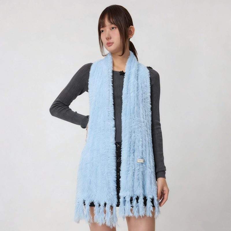 Winter Faux Fur Fringe Scarf Soft Warm Fashion Scarf - Image 3
