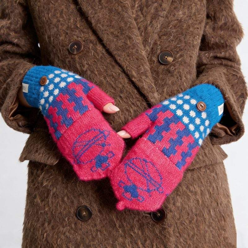 Wool Flip-Top Fingerless Gloves Thick Warm Winter Gloves - Image 3