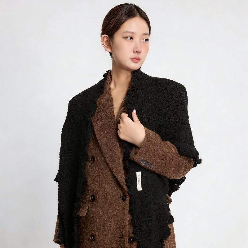 Women’s Winter Thick Knitted Wool Triangle Scarf Solid Color Shawl - Image 4