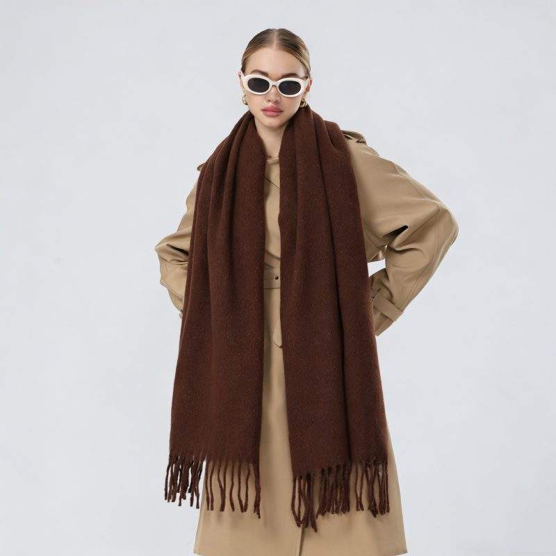 Solid Color Fringe Scarf – Warm Autumn Winter Scarf for Women
