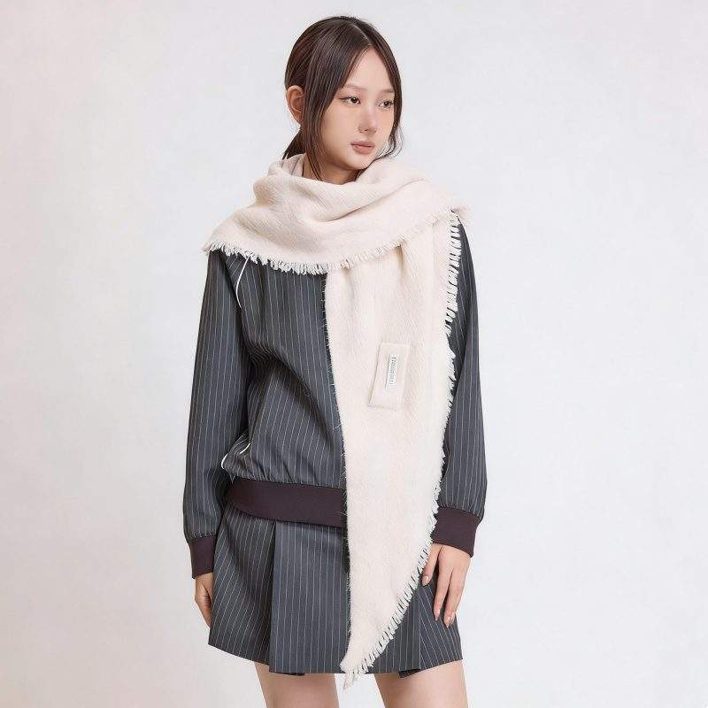 Wool Blend Knit Triangle Scarf – Warm Shawl Scarf for Women - Image 2