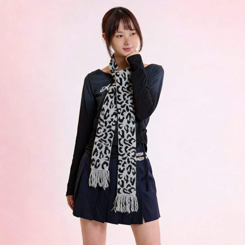 Slim Leopard-Print Scarf – Chic, Versatile & Cozy Winter Neck Wrap - Image 4