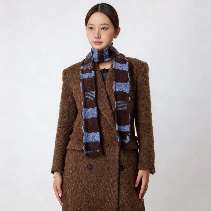 Fine Stripe Knit Scarf – Double-Sided Warm Winter Neck Scarf - Image 3