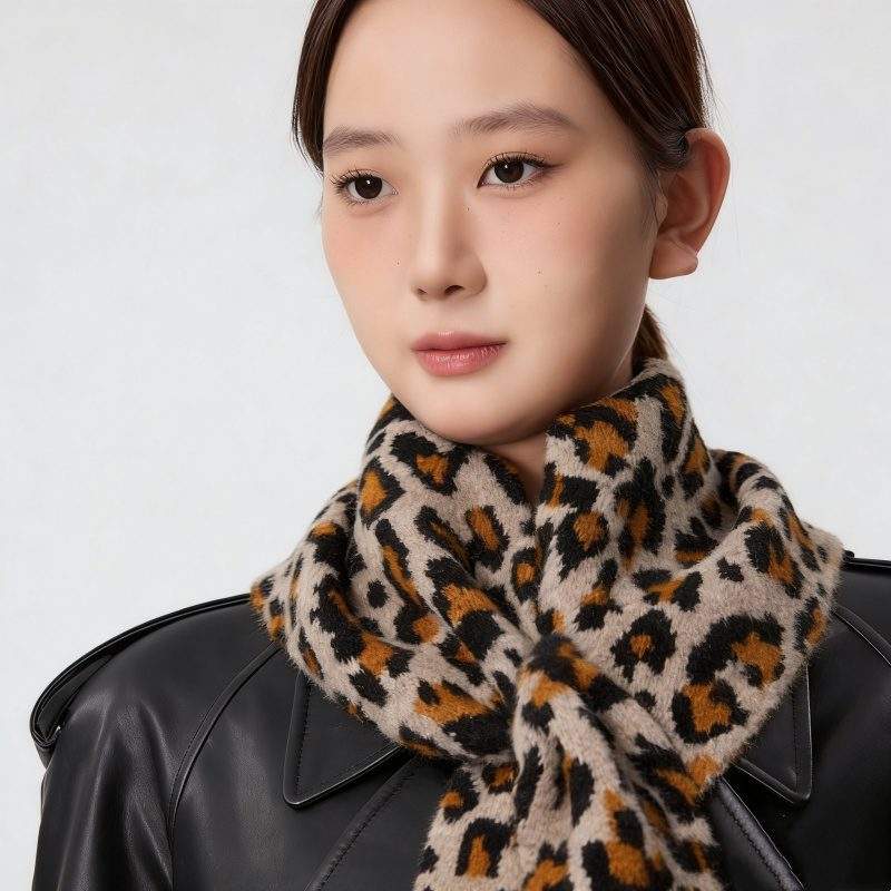 Vintage Wool Triangle Scarf – Warm Jacquard Winter Neck Scarf - Image 2