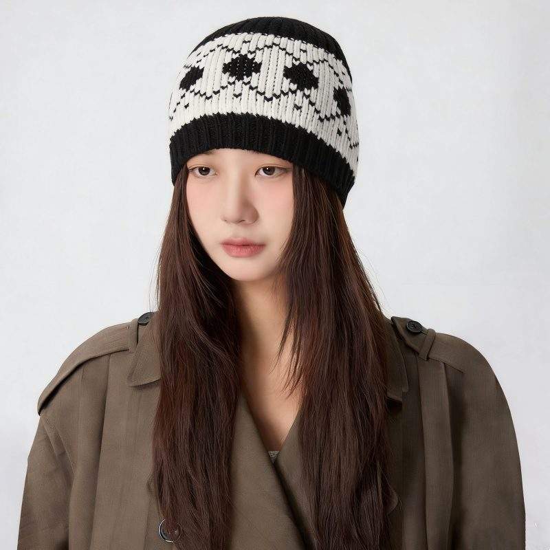 Women’s Vintage Jacquard Knit Beanie – Wool Yarn Winter Hat - Image 2