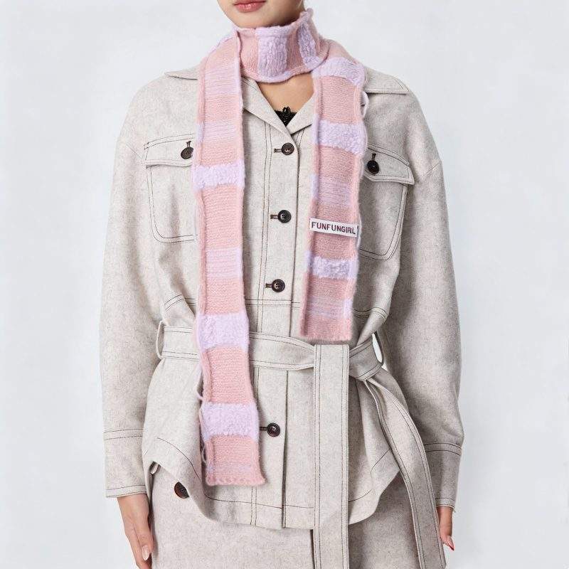 Fine Stripe Knit Scarf – Double-Sided Warm Winter Neck Scarf