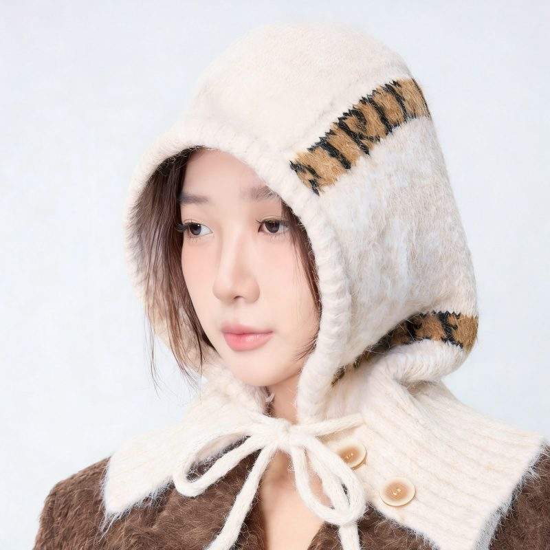 Knit Beanie with Built-In Neck Warmer – Warm Winter Hood Hat - Image 4