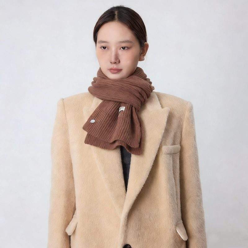 Women’s Solid Color Knit Scarf – Simple & Warm Winter Scarf - Image 2