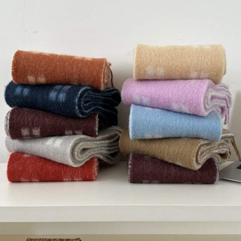 Double-Sided Jacquard Wool Scarf | Solid Color Elegant Warm Winter Wrap - Image 4