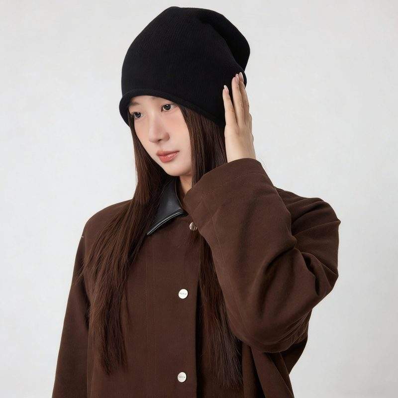 Solid Color 100% Wool Beanie – Warm & Versatile Knit Hat - Image 3